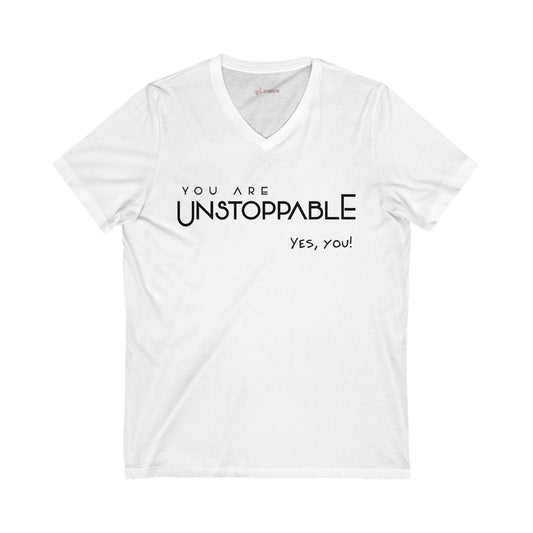 You Are Unstoppable - White Bella V-Neck Tee.